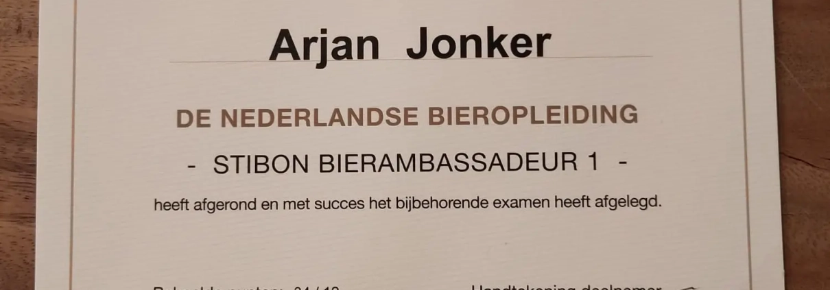 Mijn diploma voor de opleiding Bierambassadeur 1 van StiBON