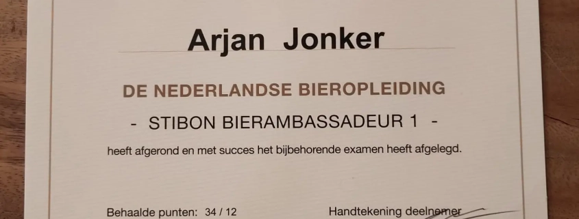 Mijn diploma voor de opleiding Bierambassadeur 1 van StiBON