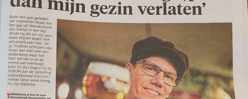 Artikel in het Noordhollands Dagblad, omdat ik 500e biersommelier werd