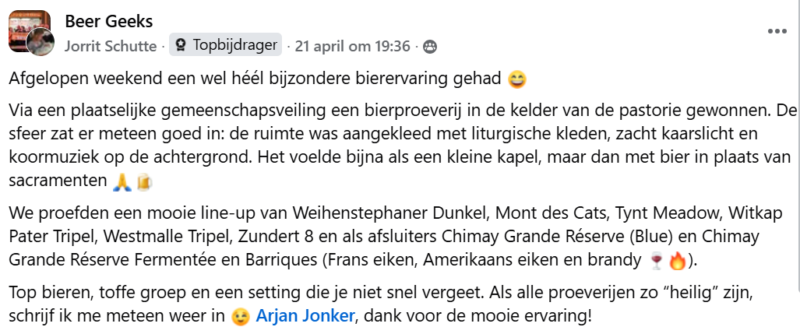 Mooie review van Jorrit Schutte, over de Heilige Bierbeleving